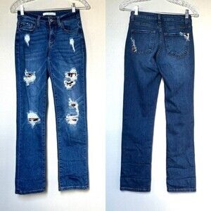 KANCAN LEOPARD DISTRESSED DENIM JEANS SIZE 25 Cut 5570 Style KC6234M